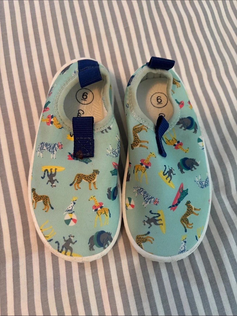 Kids Aqua Animal Slip-On Shoes with Navy Accents